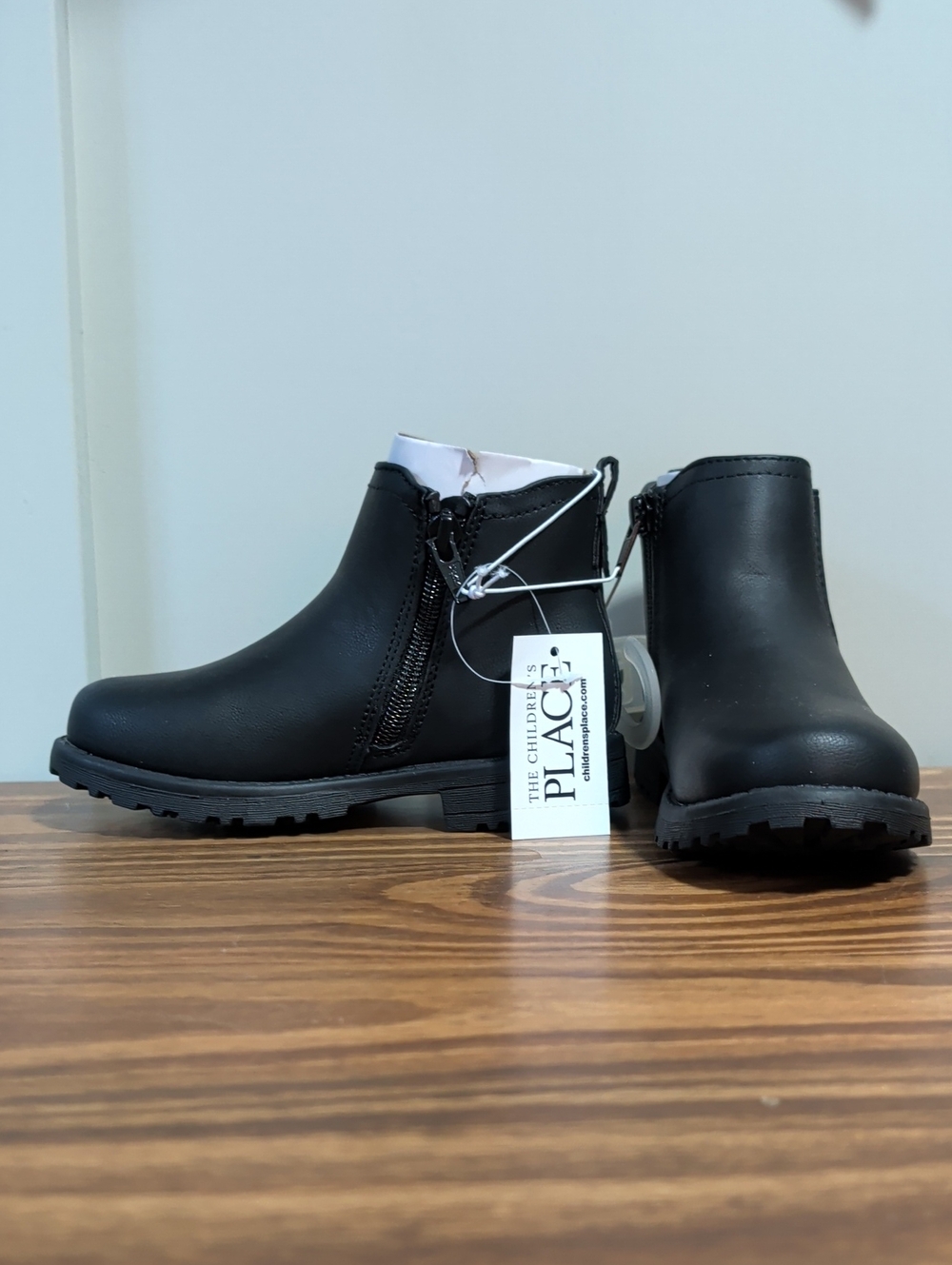 The Children's Place Black Girls' Side-Zip Ankle Boots